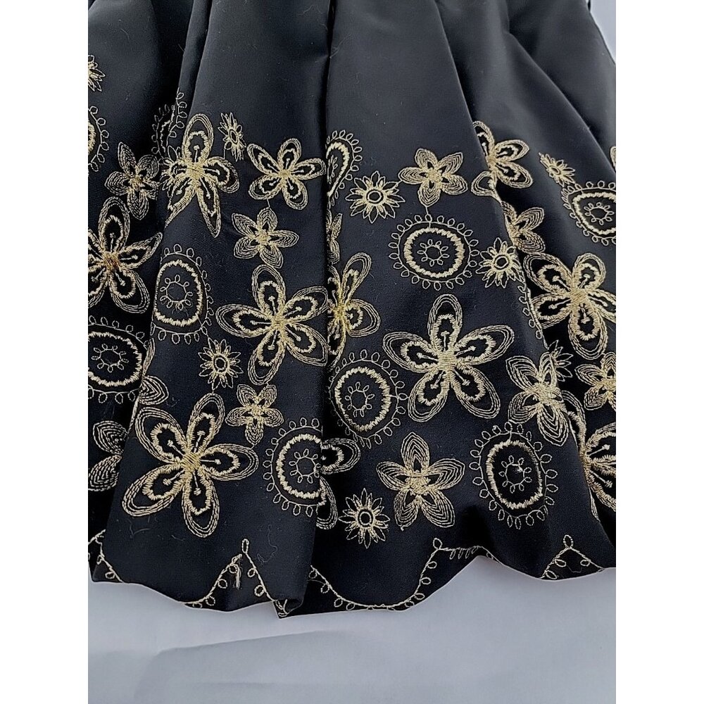INC International Concepts Black Gold Embroidered Pleated Skirt Sz 10 Bubble - Picture 6 of 8